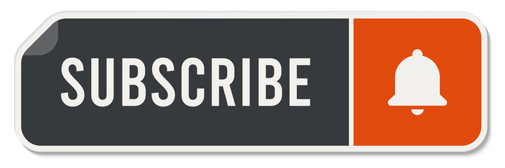 Subscribe Button with Red Bell Icon, Vector Image	
