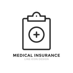Vector medical insurance icon. Premium quality graphic design element. Modern sign, linear pictogram, outline symbol, simple thin line icon