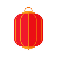 Asian decorative hanging lantern isolated on white background. Traditional lighting equipment made of paper. Lantern for temples, gardens and other places. Flat style vector illustration.