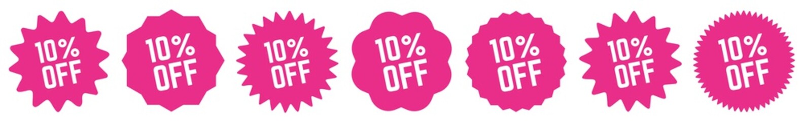 10 Percent OFF Discount Tag Pink | Special Offer Icon | Sale Sticker | Deal Label | Variations