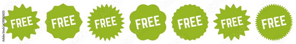 Wall mural free tag green eco | special offer icon | sticker | deal label | variations