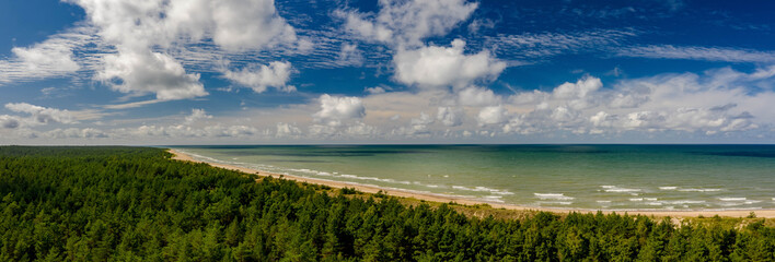 Beautiful landscape. View of coastline. Drone shot of Baltic sea. - obrazy, fototapety, plakaty