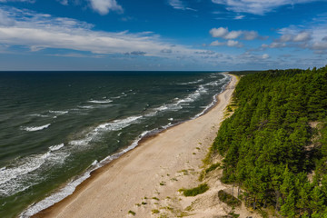 Fototapeta na wymiar Beautiful landscape. View of coastline. Drone shot of Baltic sea.