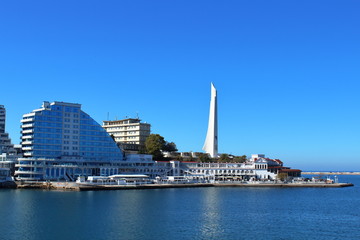 Fototapeta na wymiar Sevastopol Crimea October 2019 view of the building of the artillery bay