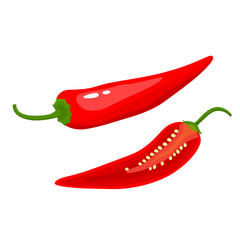 Hot chili pepper isolated on white background.