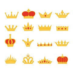Crown cartoon style icon collection of royalty symbol objects - 298966057