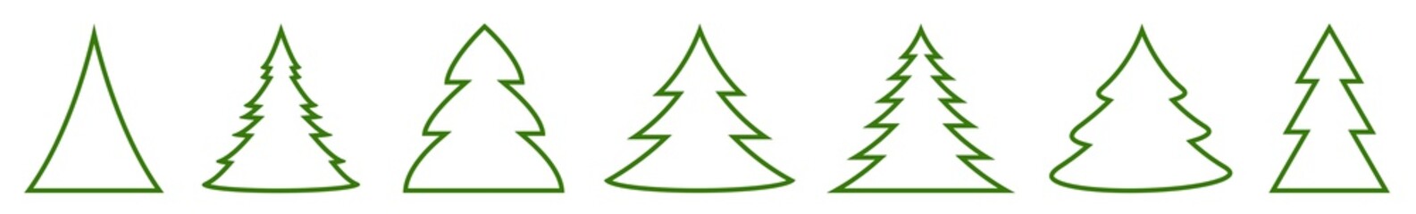 Christmas Tree Green Shape Icon | Fir Tree Illustration | x-mas Symbol | Logo | Isolated Variations