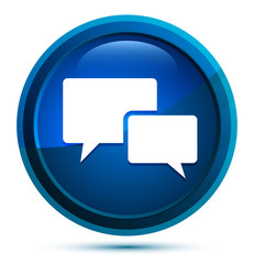 Naklejka premium Chat bubble icon elegant blue round button illustration