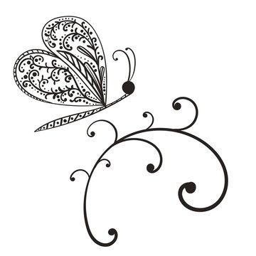 Hand drawn vector butterfly for design your tattoo.