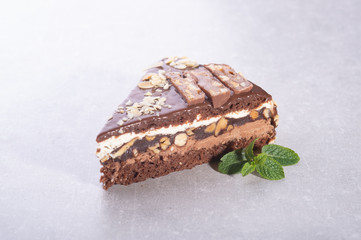 fresh and delicious chocolate cake in the kitchen