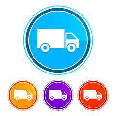Delivery truck icon flat design round buttons set illustration design