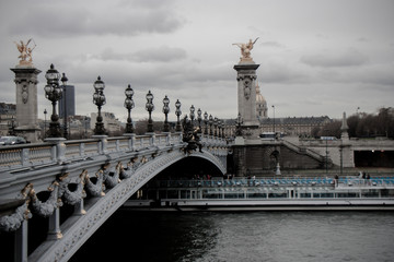 Fototapeta na wymiar Pont Alexandre III across Seine river in Paris