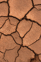 Dried out red clay dirt with cracks
