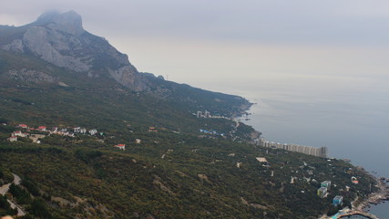 Fototapeta na wymiar Crimea observation deck on the road to Yalta view from the mountain to the sea