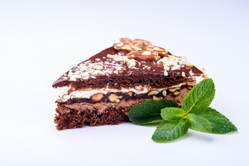 fresh and delicious chocolate cake in the kitchen