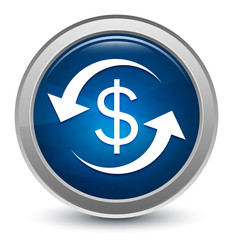 Money exchange dollar sign icon starburst shiny blue round button illustration design concept
