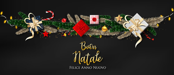 Buon Natale Wishes Italian.Italian Christmas Buon Natale And Happy New Year 2020 Greeting Card Buy This Stock Vector And Explore Similar Vectors At Adobe Stock Adobe Stock