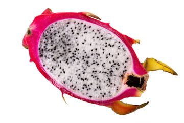 cut pitahaya fruit isolated on white background