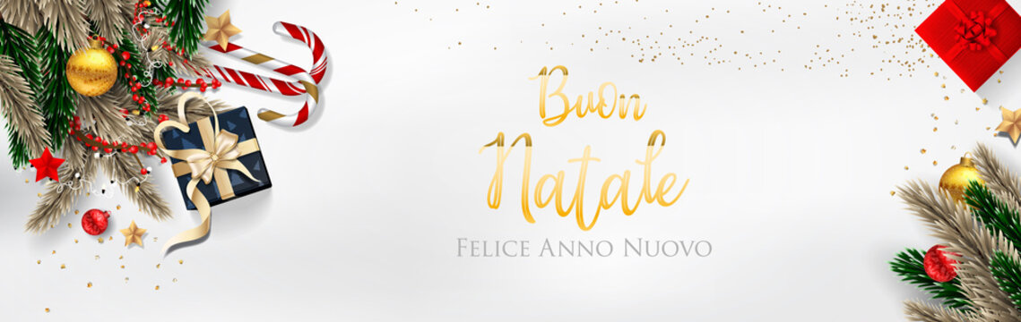Italian Christmas (Buon Natale) and Happy New Year 2020 greeting card