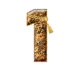 isolated 3d leopard skin number and letter on white background