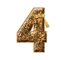 isolated 3d leopard skin number and letter on white background