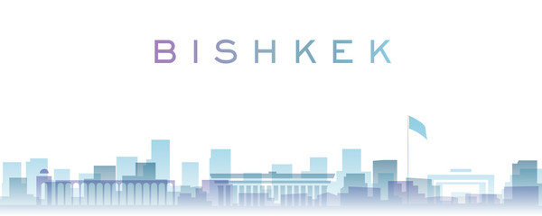 Bishkek Transparent Layers Gradient Landmarks Skyline