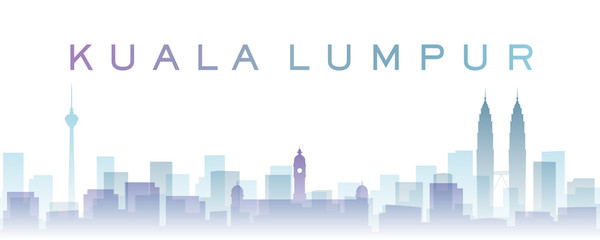 Obraz premium Kuala Lumpur Transparent Layers Gradient Landmarks Skyline