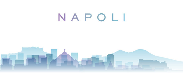 Naples Transparent Layers Gradient Landmarks Skyline - obrazy, fototapety, plakaty