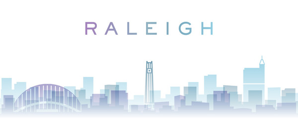 Naklejka premium Raleigh Transparent Layers Gradient Landmarks Skyline