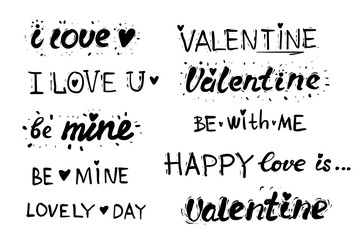 Happy Valentines day. Love Lettering collection set