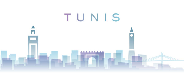 Fototapeta premium Tunis Transparent Layers Gradient Landmarks Skyline