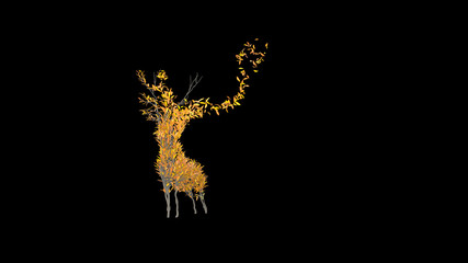 Growing Tree in a shape of a deer. Eco Concept. 3D rendering.