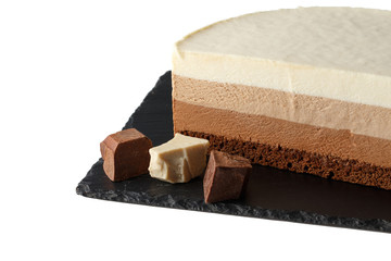 Delicious cake with three different kind of chocolate