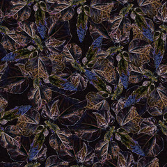 Set of night magic flowers-exotic hibiscus glowing neon light-purple, pink, purple.