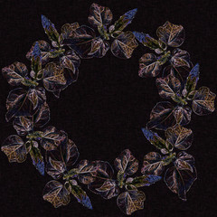 Set of night magic flowers-exotic hibiscus glowing with neon light-purple, pink, purple.