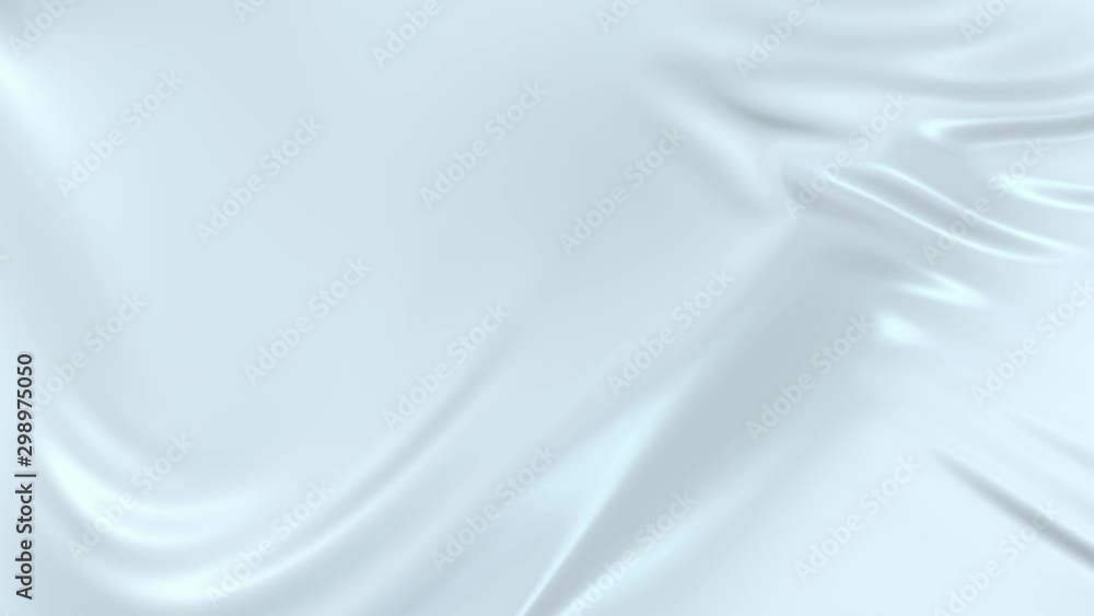 Poster white silky fabric forms beautiful folds in the air in slow motion. 4k 3d animation of wavy surface 