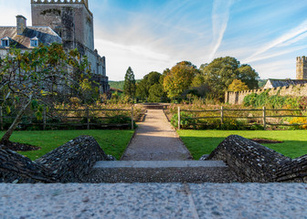 A View Down the Path at the Elizabethan Garden at Ancient Buckland Abbey in Devon