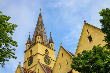 Sibiu, Romania, May 15, 2019: Evangelical Cathedral of Saint Mary in Sibiu.