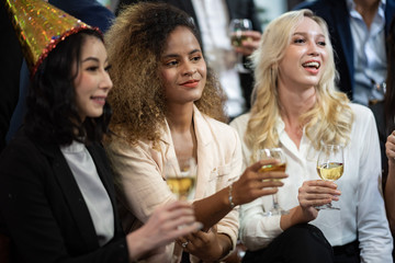 Champagne celebration, cliking the glasses to celebrate special occasion together