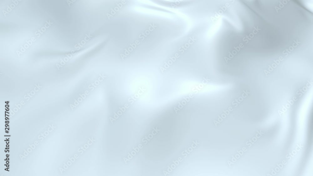 Poster white silky fabric forms beautiful folds in the air in slow motion. 4k 3d animation of wavy surface 