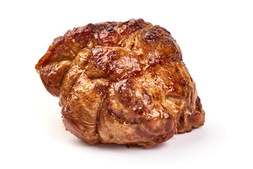 Baked pork roast, spicy meat, isolated on white background