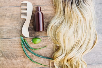 Beautiful composition of natural oil from Feijoa and aloe for dyed hair