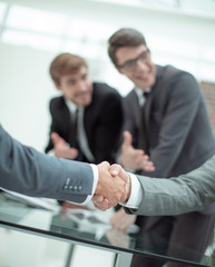 close up. business handshake in a modern office .