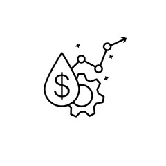 Oil price gasoline dollar icon. Simple line, outline vector of oil industry icons for ui and ux, website or mobile application