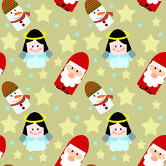 Pattern con personaggi natalizi e stelle