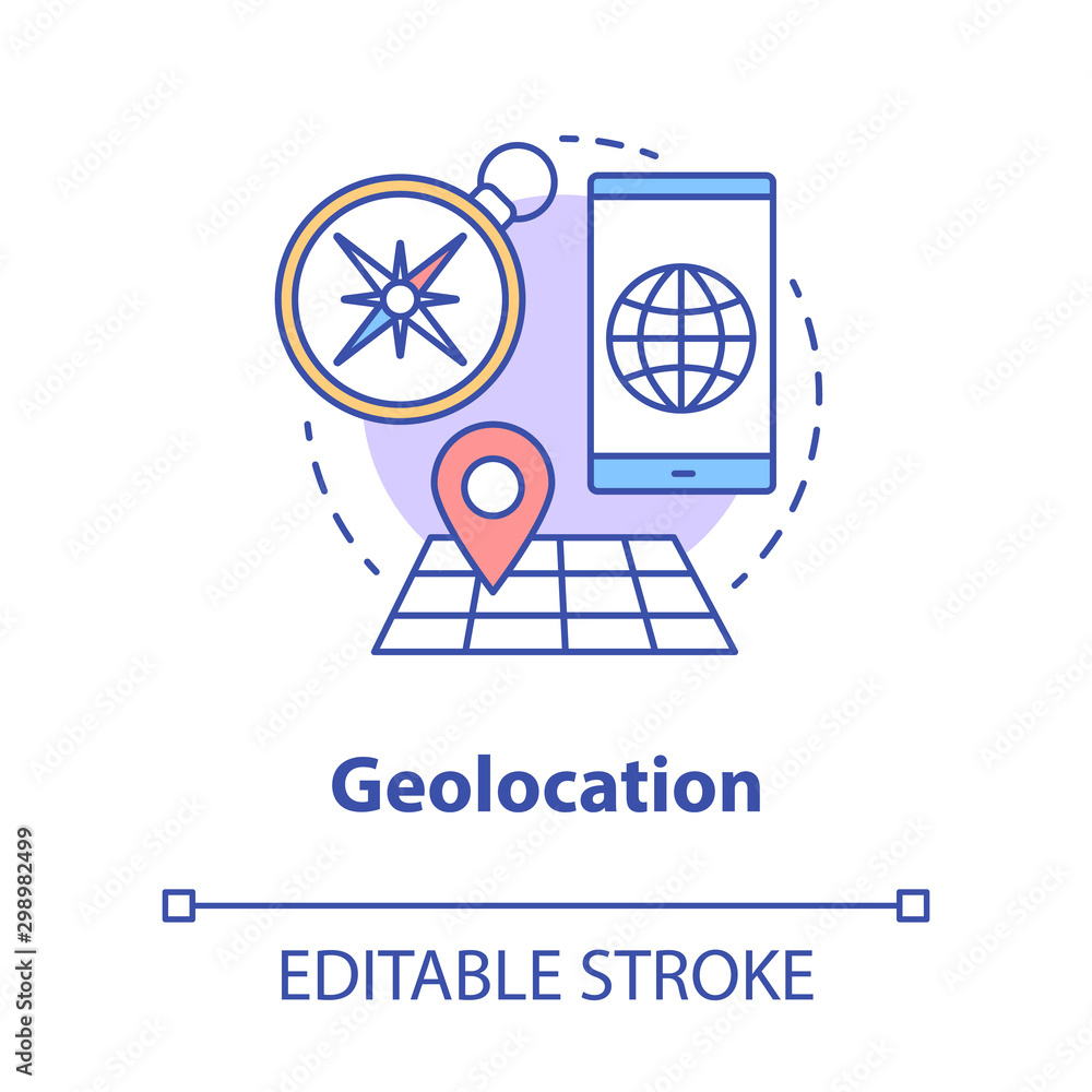 Aufkleber geolocation concept icon. gps navigation idea thin line illustration. search route, choose travel de
