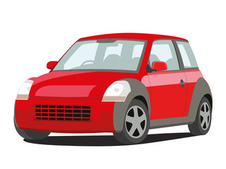 Hatchback red realistic vector illustration isolated