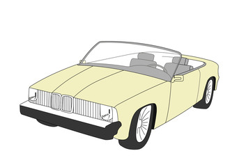 convertible yellow isolated  vector illustration isolated