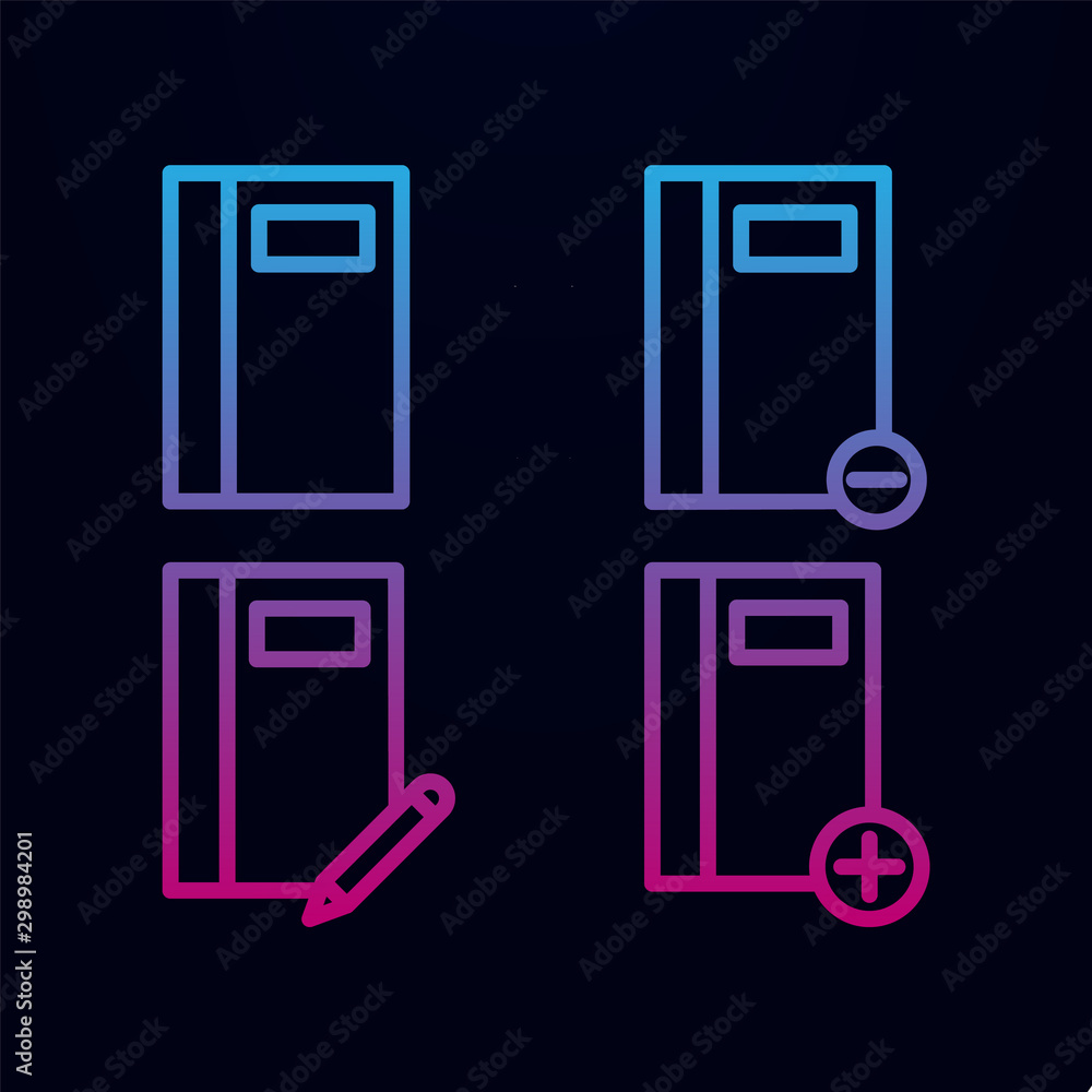 Poster notebook, write, plus, minus sign nolan icon. simple thin line, outline vector of web icons for ui a