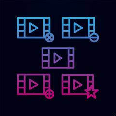 Cinema, tape, delete, star, minus, plus sign nolan icon. Simple thin line, outline vector of web icons for ui and ux, website or mobile application